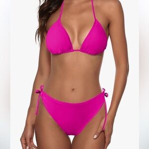 Zonsaoja Women String Bikini Set Halter Side Tie Two Piece Swimsuit Triangle